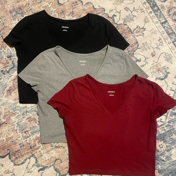 Wild Fable Women's Crop Tops - Black, Gray, and Red - Picture 1 of 2